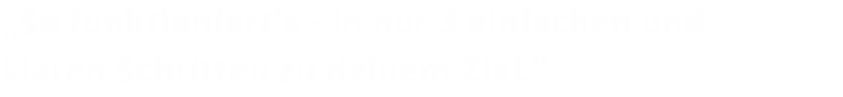 „So funktioniert’s – in nur 3 einfachen und klaren Schritten zu deinem Ziel.“